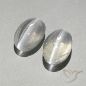 Gemas de Silimanita Ojo de Gato Blanco cálido natural de 1.89 ct, Ovalada, Transparente