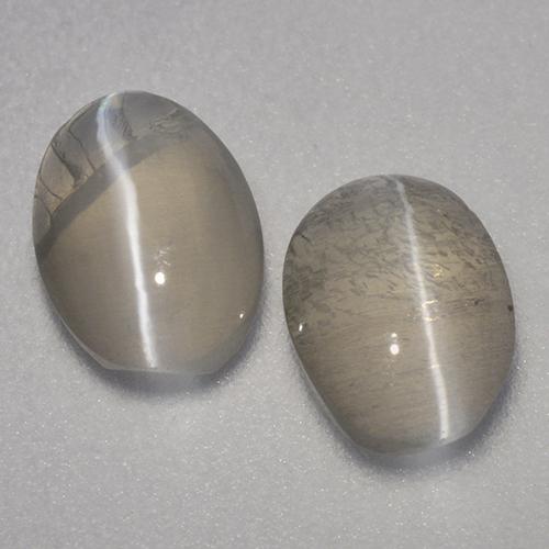 1.95ctw Natural Marrón gris Silimanita Ojo de Gato, Ovalada, Transparente