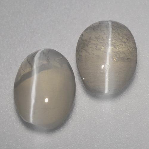 Gemas de Silimanita Ojo de Gato Marrón gris natural de 1.95 ct, Ovalada, Transparente