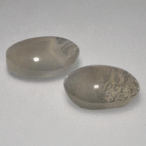 Gemas de Silimanita Ojo de Gato Marrón gris natural de 1.95 ct, Ovalada, Transparente