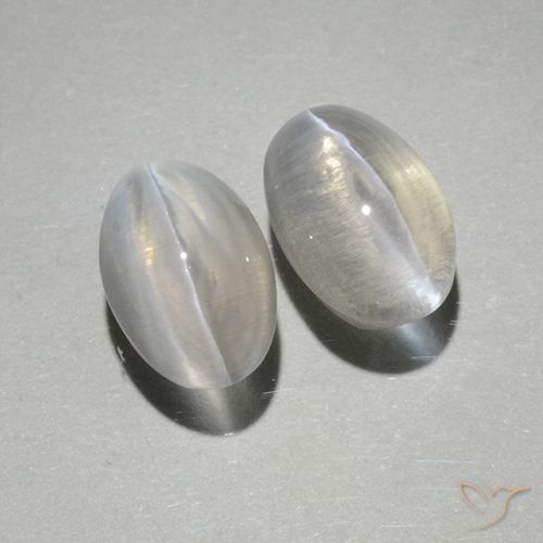 2.25ctw Natural Blanco cálido Silimanita Ojo de Gato, Ovalada, Transparente
