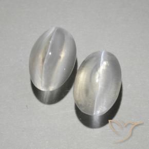 Gemas de Silimanita Ojo de Gato Blanco cálido natural de 2.25 ct, Ovalada, Transparente