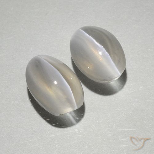 2.10ctw Natural Blanco cálido Silimanita Ojo de Gato, Ovalada, Transparente