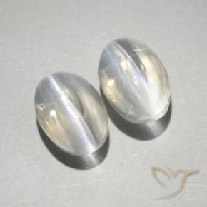 Gemas de Silimanita Ojo de Gato Blanco natural de 2.00 ct, Ovalada, Transparente
