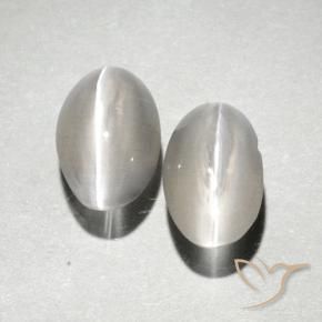 Gemas de Silimanita Ojo de Gato Blanco cálido natural de 2.17 ct, Ovalada, Translúcido