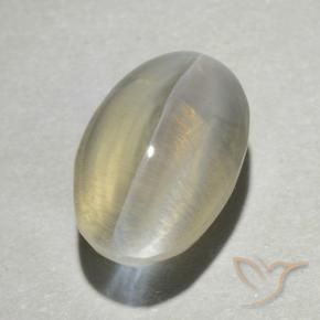 Silimanita Ojo de Gato Amarillo claro natural de 1.39 ct, Ovalada, Transparente
