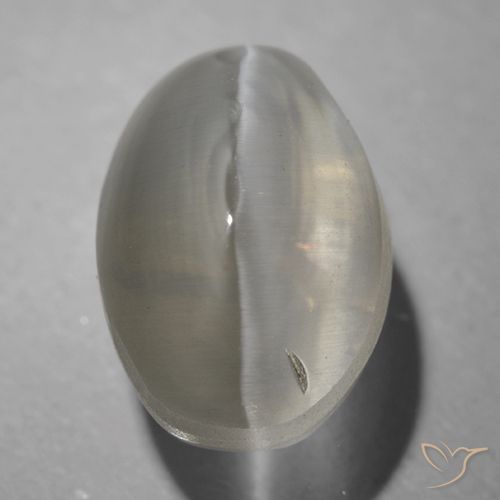 1.63ct Natural Gris muy claro Silimanita Ojo de Gato, Ovalada, Transparente