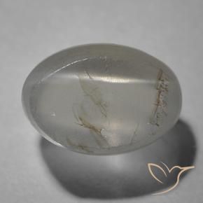 Silimanita Ojo de Gato Gris muy claro natural de 1.63 ct, Ovalada, Transparente