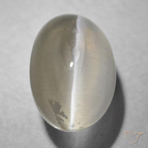 1.41ct Natural Gris muy claro Silimanita Ojo de Gato, Ovalada, Transparente