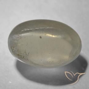 Silimanita Ojo de Gato Gris muy claro natural de 1.41 ct, Ovalada, Transparente