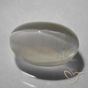Silimanita Ojo de Gato Gris muy claro natural de 1.43 ct, Ovalada, Transparente