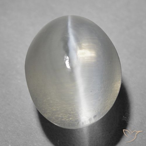 1.46ct Natural Gris muy claro Silimanita Ojo de Gato, Ovalada, Transparente
