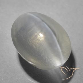Silimanita Ojo de Gato Gris muy claro natural de 1.46 ct, Ovalada, Transparente