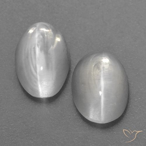 2.08ctw Natural Blanco Silimanita Ojo de Gato, Ovalada, Transparente