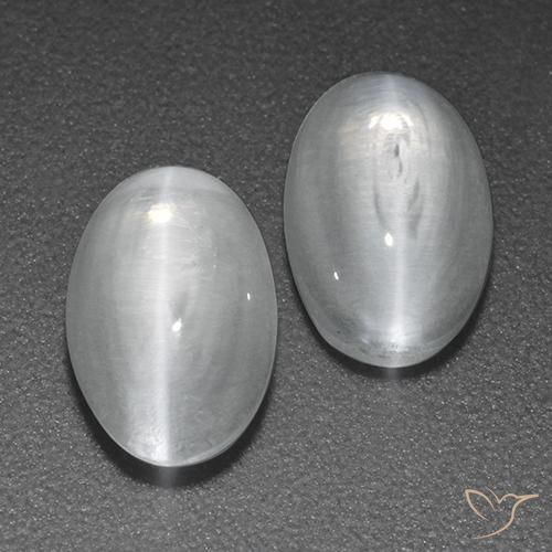 2.41ctw Natural Blanco Silimanita Ojo de Gato, Ovalada, Transparente