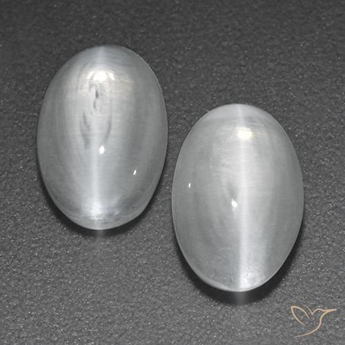 Gemas de Silimanita Ojo de Gato Blanco natural de 2.41 ct, Ovalada, Transparente