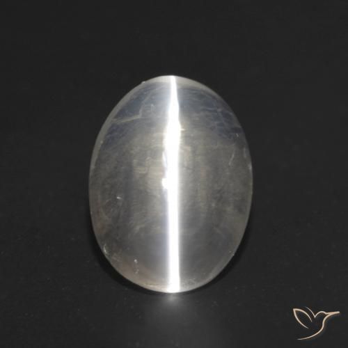 1.07ct Natural Gris muy claro Silimanita Ojo de Gato, Ovalada, Transparente