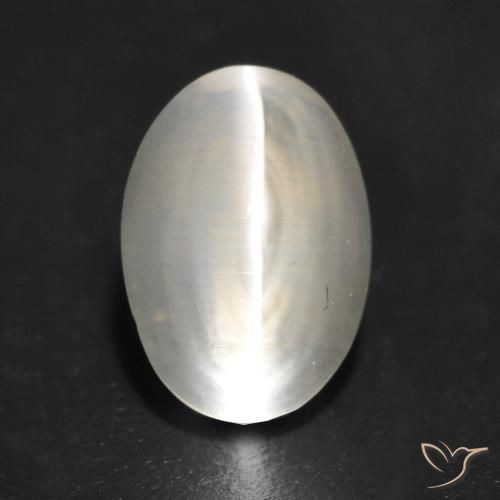 1.29ct Natural Gris muy claro Silimanita Ojo de Gato, Ovalada, Transparente