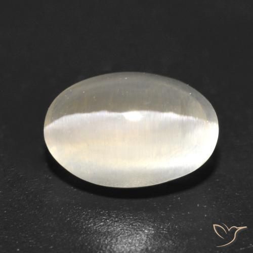 Silimanita Ojo de Gato Gris muy claro natural de 1.29 ct, Ovalada, Transparente