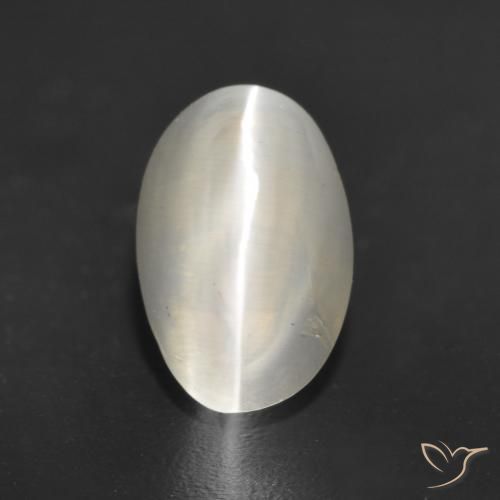 1.23ct Natural Blanco cálido Silimanita Ojo de Gato, Ovalada, Translúcido