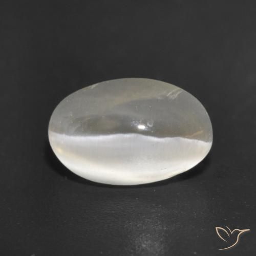 Silimanita Ojo de Gato Blanco cálido natural de 1.23 ct, Ovalada, Translúcido