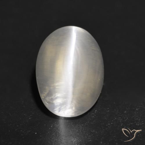 1.41ct Natural Blanco cálido Silimanita Ojo de Gato, Ovalada, Transparente