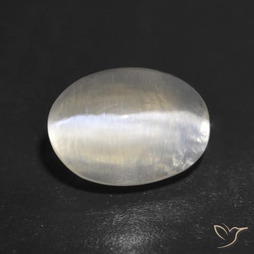Silimanita Ojo de Gato Blanco cálido natural de 1.41 ct, Ovalada, Transparente