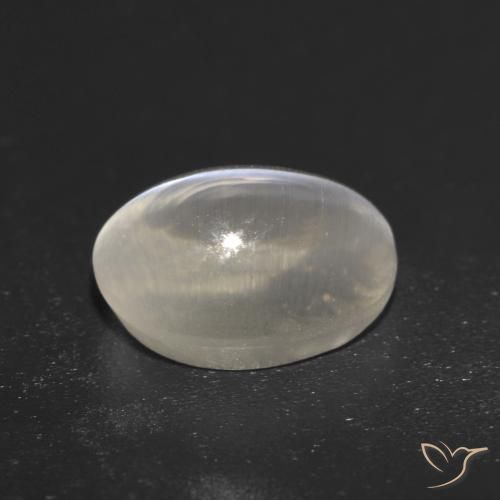 Silimanita Ojo de Gato Blanco cálido natural de 1.41 ct, Ovalada, Transparente