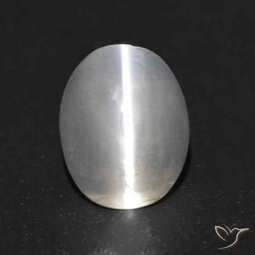 1.24ct Natural Blanco cálido Silimanita Ojo de Gato, Ovalada, Transparente