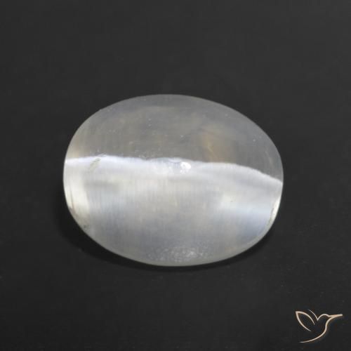 Silimanita Ojo de Gato Blanco cálido natural de 1.24 ct, Ovalada, Transparente