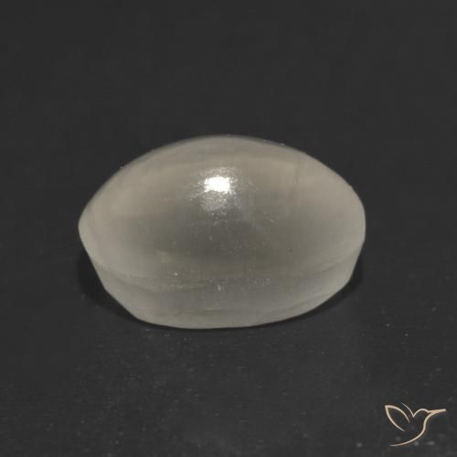 Silimanita Ojo de Gato Blanco perlado natural de 1.37 ct, Ovalada, Translúcido