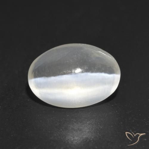 Silimanita Ojo de Gato Blanco natural de 1.21 ct, Ovalada, Transparente