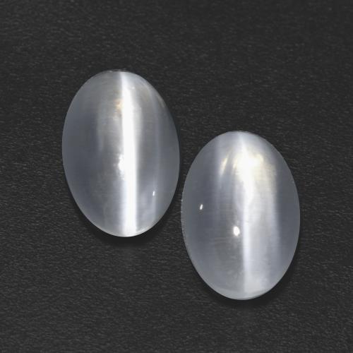 Gemas de sillimanite cat's eye blanco natural de 2,45 ct, corte óvalo, transparente