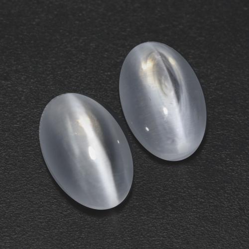 Gemas de sillimanite cat's eye blanco natural de 2,45 ct, corte óvalo, transparente