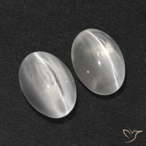 2.20ctw Natural Blanco claro Silimanita Ojo de Gato, Ovalada, Transparente