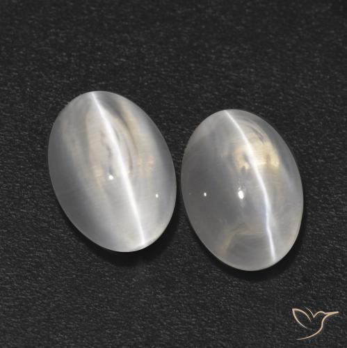 Gemas de Silimanita Ojo de Gato Blanco claro natural de 2.20 ct, Ovalada, Transparente