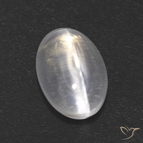 1.21ct Natural Blanco claro Silimanita Ojo de Gato, Ovalada, Transparente