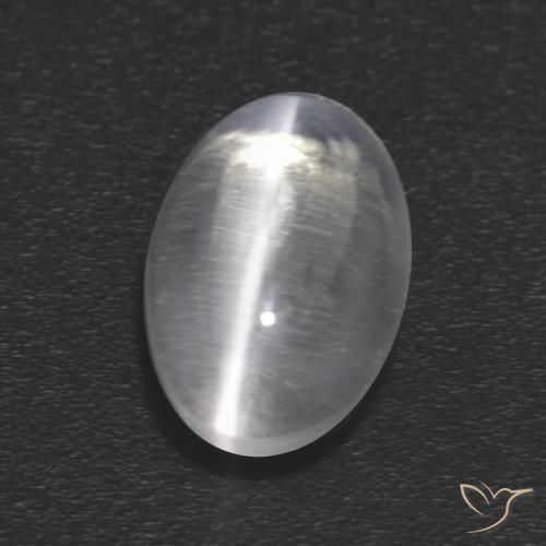 Silimanita Ojo de Gato Blanco claro natural de 1.21 ct, Ovalada, Transparente