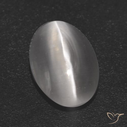 1.16ct Natural Blanco claro Silimanita Ojo de Gato, Ovalada, Transparente