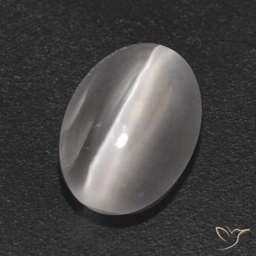Silimanita Ojo de Gato Blanco claro natural de 1.16 ct, Ovalada, Transparente