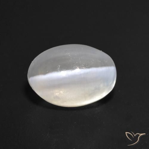 Silimanita Ojo de Gato Blanco natural de 1.55 ct, Ovalada, Transparente