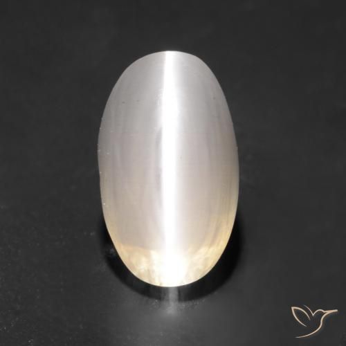 1.59ct Natural Gris muy claro Silimanita Ojo de Gato, Ovalada, Transparente