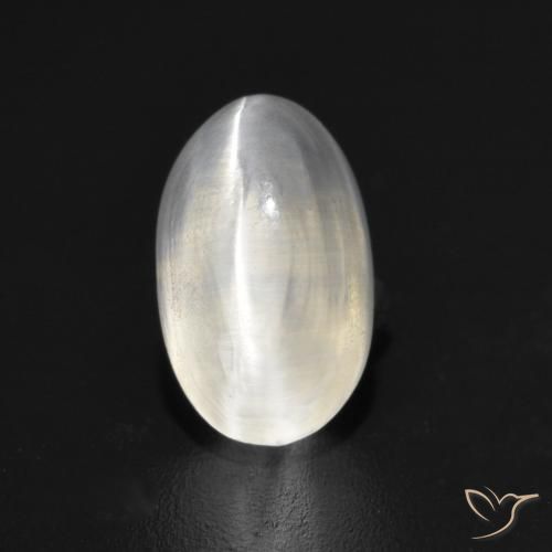 1.45ct Natural Gris muy claro Silimanita Ojo de Gato, Ovalada, Transparente