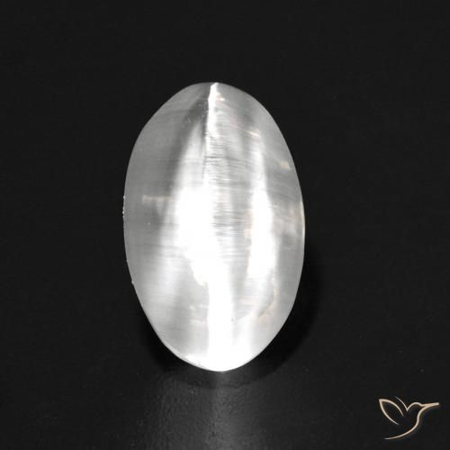 1.42ct Natural Blanco Silimanita Ojo de Gato, Ovalada, Transparente