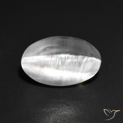 Silimanita Ojo de Gato Blanco natural de 1.42 ct, Ovalada, Transparente