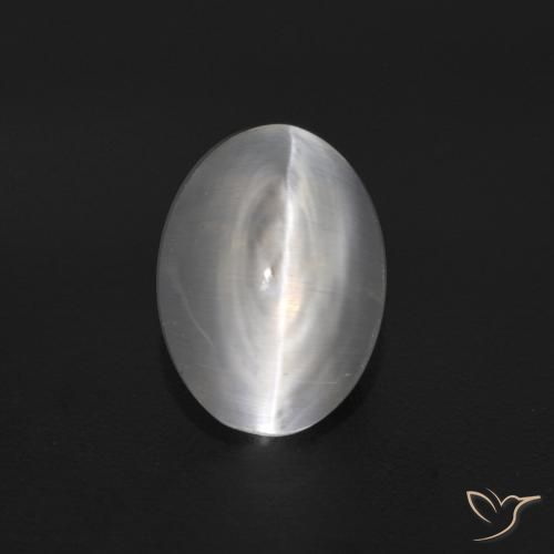 1.16ct Natural Blanco Silimanita Ojo de Gato, Ovalada, Transparente