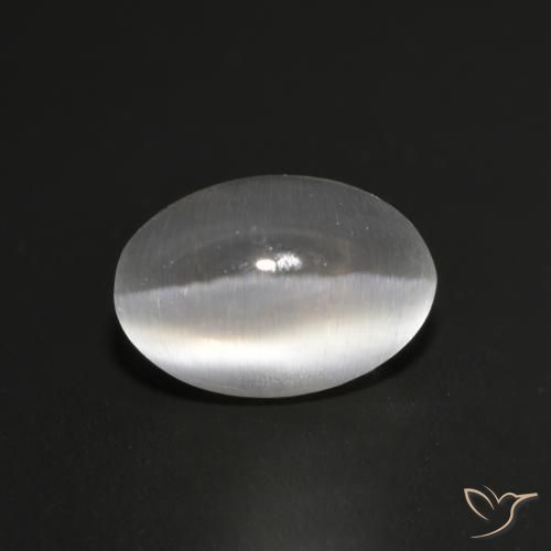 Silimanita Ojo de Gato Blanco natural de 1.16 ct, Ovalada, Transparente