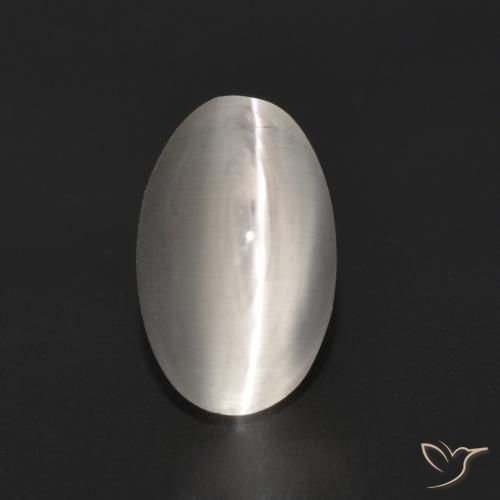 1.35ct Natural Gris muy claro Silimanita Ojo de Gato, Ovalada, Transparente