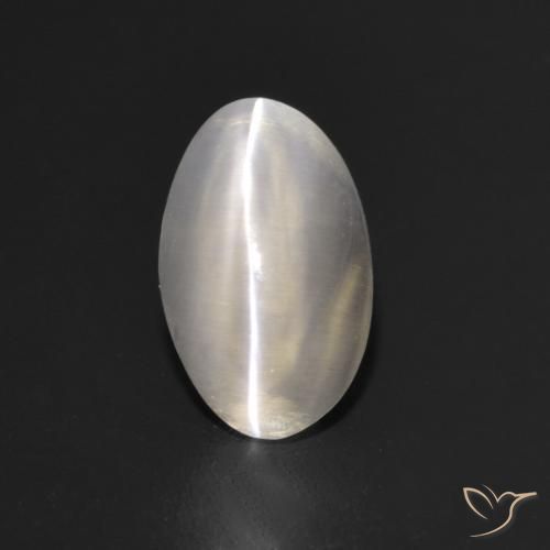 1.10ct Natural Gris muy claro Silimanita Ojo de Gato, Ovalada, Transparente