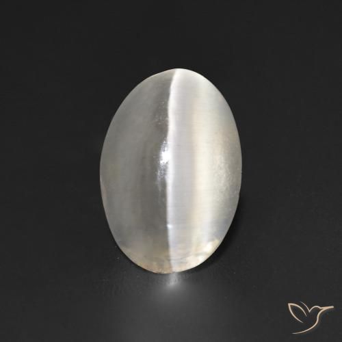 1.23ct Natural Gris muy claro Silimanita Ojo de Gato, Ovalada, Transparente